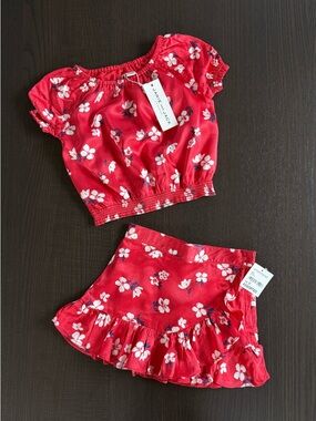 Janie and Jack Red Floral Girls Two-Piece Set